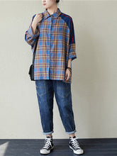 Women Contrast Stitching Loose Long Sleeve Shirt